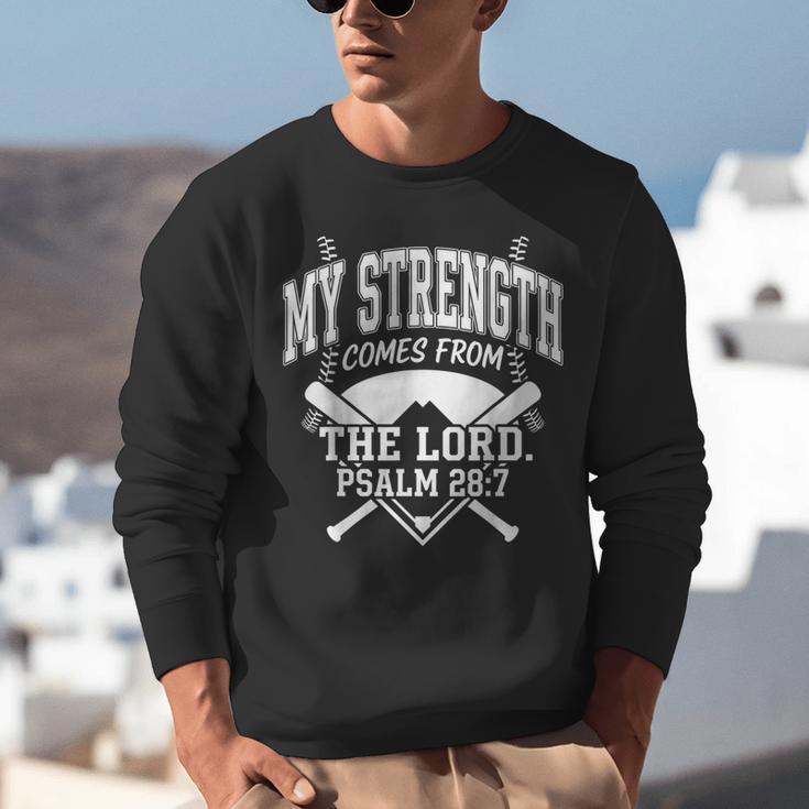 Christian Baseball My Strength Comes From The Lord Baseball Unisex Sweatshirt