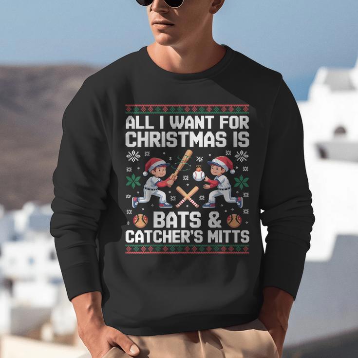 Christmas Baseball Bats Catcher Mitts Holiday Tee Unisex Sweatshirt