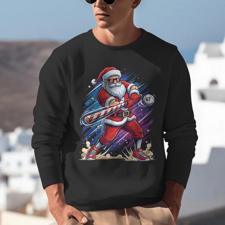 Christmas Baseball Santa Game Day Xmas Boys Kids Men Unisex Sweatshirt Christmas Baseball Santa Game Day Xmas Boys Kids Men Unisex Sweatshirt