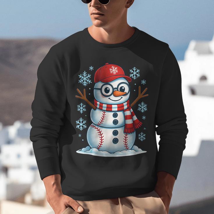 Christmas Baseball Snowman Xmas Pajamas Women Men Boys Unisex Sweatshirt