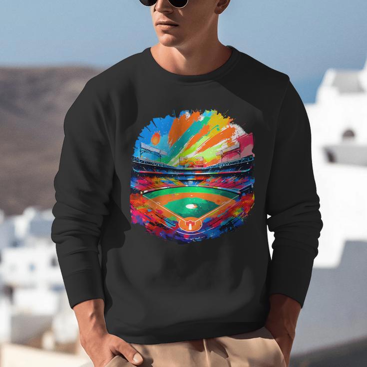 Colorful Baseball Field Home Run Baseball Player Fans Unisex Sweatshirt