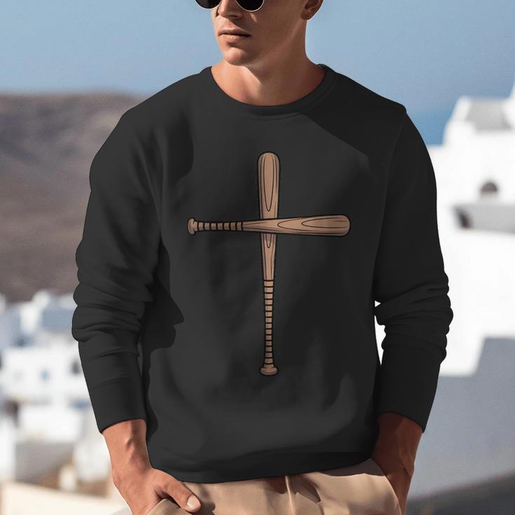 Cross Baseball Bats Christian Faith Sports Coach Pitcher Unisex Sweatshirt Cross Baseball Bats Christian Faith Sports Coach Pitcher Unisex Sweatshirt
