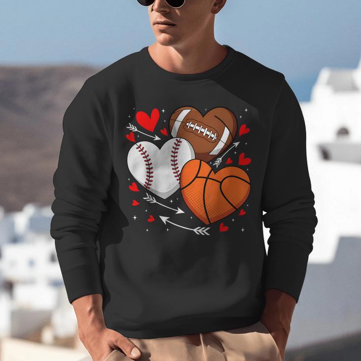 Cute Heart Baseball Basketball Football Valentine Boy Men Unisex Sweatshirt Cute Heart Baseball Basketball Football Valentine Boy Men Unisex Sweatshirt