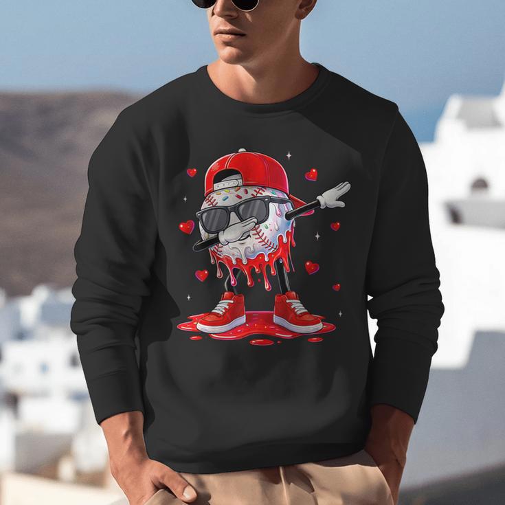 Dabbing Baseball Drip Ice Cream Youth Boy Valentines Day Unisex Sweatshirt