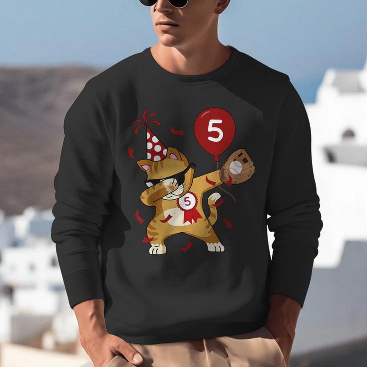Dabbing Cool Cat Baseball 5th Birthday Unisex Sweatshirt Dabbing Cool Cat Baseball 5th Birthday Unisex Sweatshirt