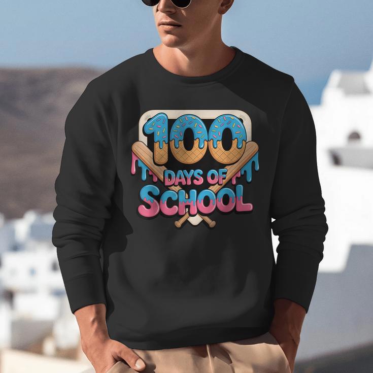 Happy 100 Days Of School Baseball Drip For Kids Teachers Unisex Sweatshirt