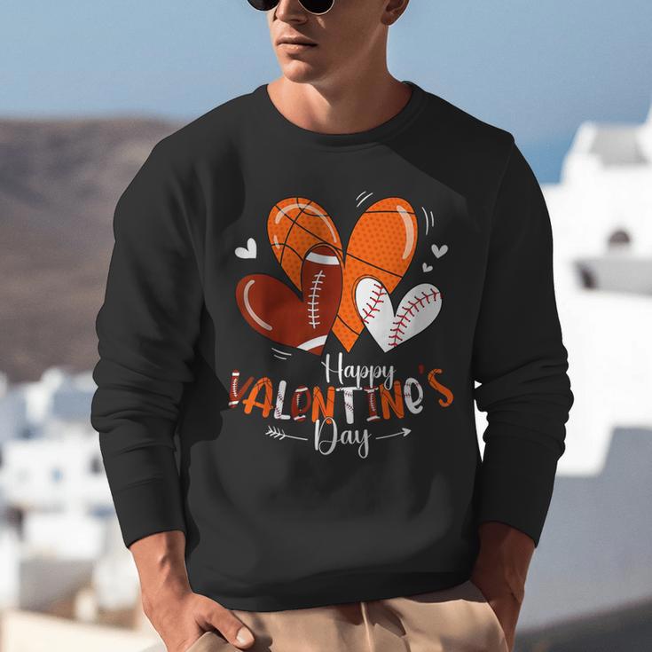 Happy Valentines Day Basketball Baseball Football Boys Unisex Sweatshirt