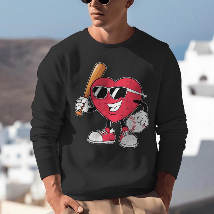 Heart Play Baseball Valentine's Day Teens Boys Girls Kids Unisex Sweatshirt Heart Play Baseball Valentine's Day Teens Boys Girls Kids Unisex Sweatshirt