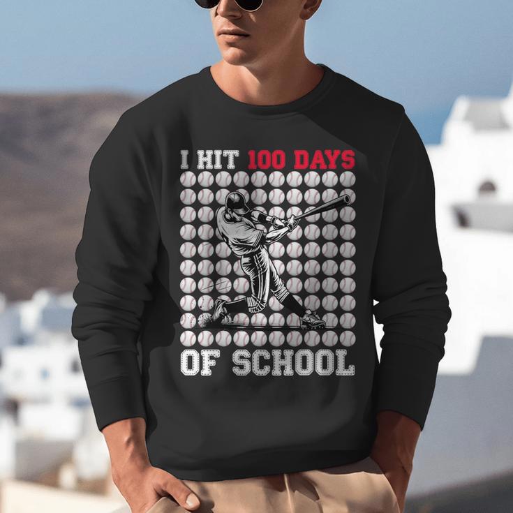 I Hit 100 Days Of School Baseball 100th Day Boys Kids Unisex Sweatshirt