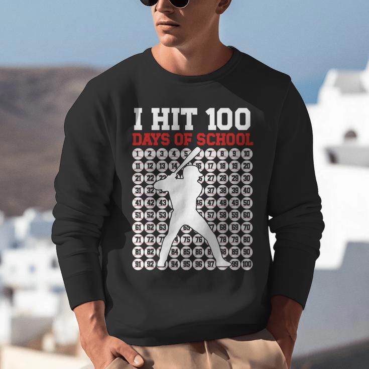 I Hit 100 Days Of School Baseball 100 Day Of School Unisex Sweatshirt I Hit 100 Days Of School Baseball 100 Day Of School Unisex Sweatshirt