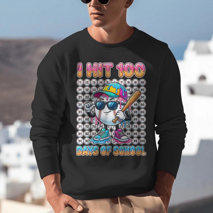 I Hit 100 Days Of School Baseball Ice Cram Drip 100th Boys Unisex Sweatshirt I Hit 100 Days Of School Baseball Ice Cram Drip 100th Boys Unisex Sweatshirt