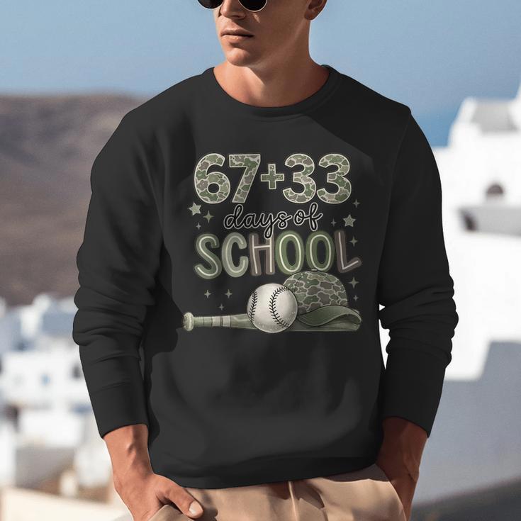 HUGvyn 6733 Days Of School Baseball 100 Days Camo Cap Boys Unisex Sweatshirt