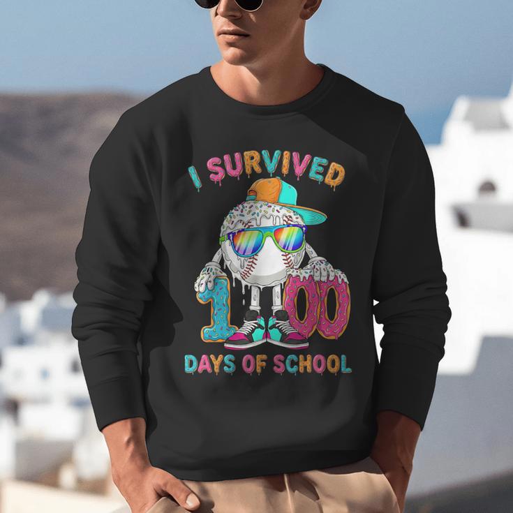 HUGvyn I Survived 100 Days Of School Baseball 6 7 Ice Cream Unisex Sweatshirt