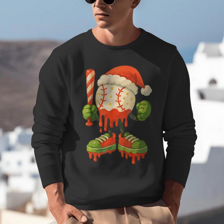 Ice Cream Drip Baseball Christmas Baseball Drip Candy Cane Unisex Sweatshirt Ice Cream Drip Baseball Christmas Baseball Drip Candy Cane Unisex Sweatshirt