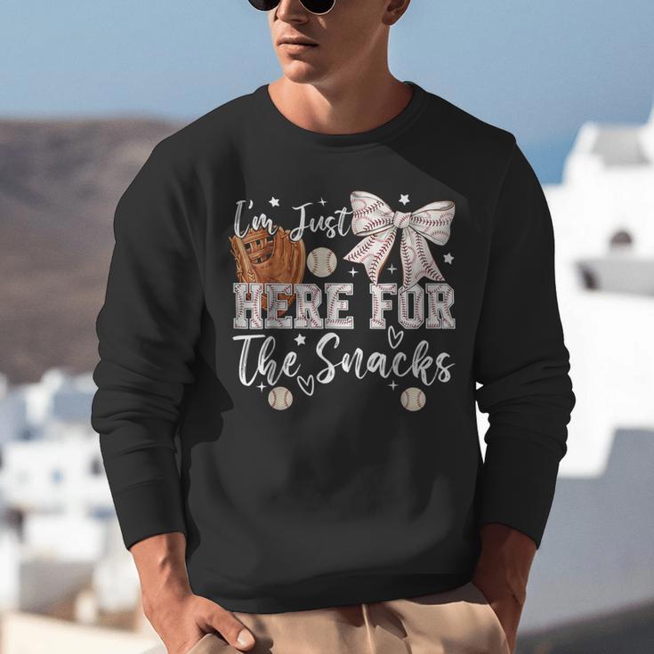 I'm Just Here For The Snacks Baseball Coquette Game Day Girl Unisex Sweatshirt I'm Just Here For The Snacks Baseball Coquette Game Day Girl Unisex Sweatshirt