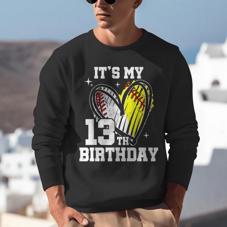 It's My 13th Birthday Baseball Softball Heart 13 Year Old Unisex Sweatshirt It's My 13th Birthday Baseball Softball Heart 13 Year Old Unisex Sweatshirt