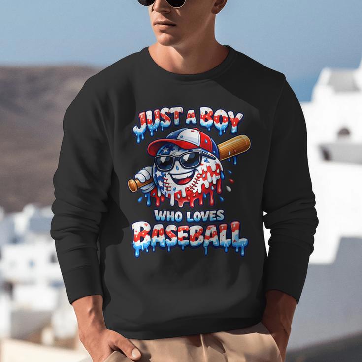 Just A Boy Who Loves Baseball Patriotic Drip For Youth Boys Unisex Sweatshirt Just A Boy Who Loves Baseball Patriotic Drip For Youth Boys Unisex Sweatshirt