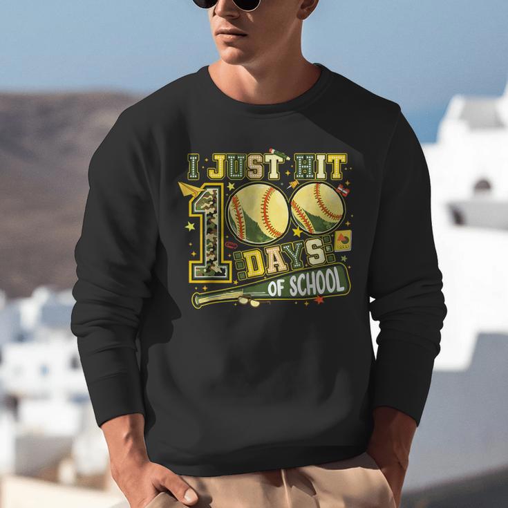 I Just Hit 100 Days Of School Baseball Teacher Boy Girl Kid Unisex Sweatshirt