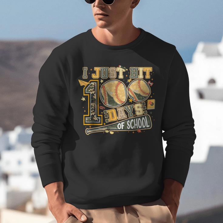 I Just Hit 100 Days Of School Baseball Teacher Student Retro Unisex Sweatshirt