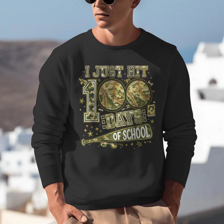I Just Hit 100 Days Of School Camouflage Baseball Unisex Sweatshirt