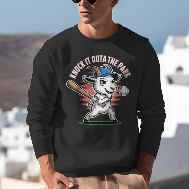 Knock It Outa The Park Baseball Goat Home Run Unisex Sweatshirt