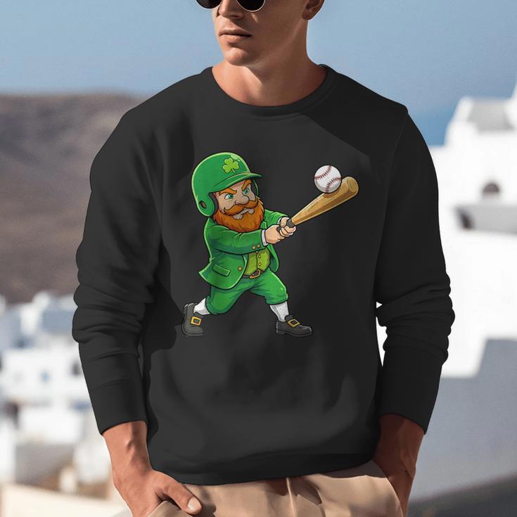 Leprechaun Playing Baseball St Patricks Day Men Boys Kids Unisex Sweatshirt
