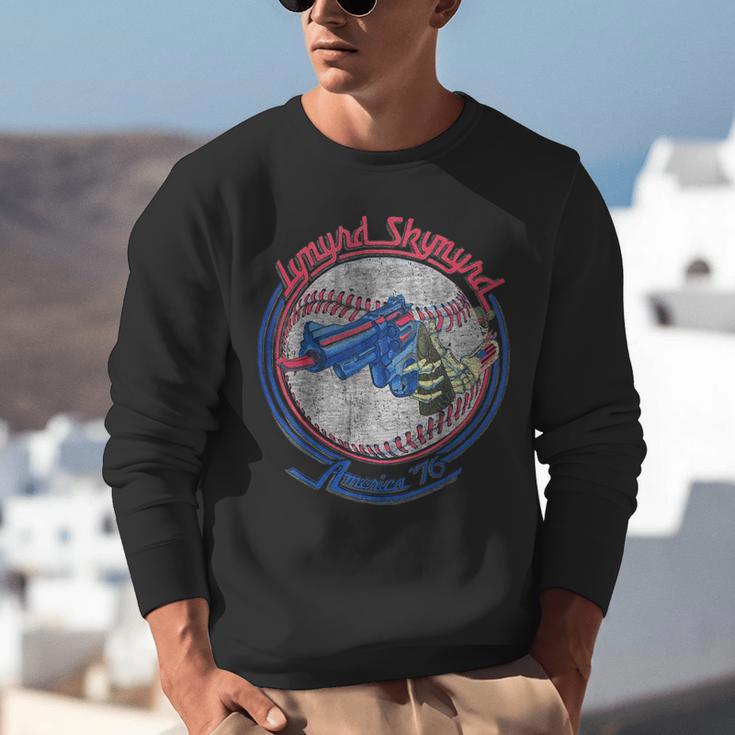 Lynyrd Skynyrd Skeleton Baseball Gun US Flag Cowboy Rock Fan Unisex Sweatshirt Lynyrd Skynyrd Skeleton Baseball Gun US Flag Cowboy Rock Fan Unisex Sweatshirt