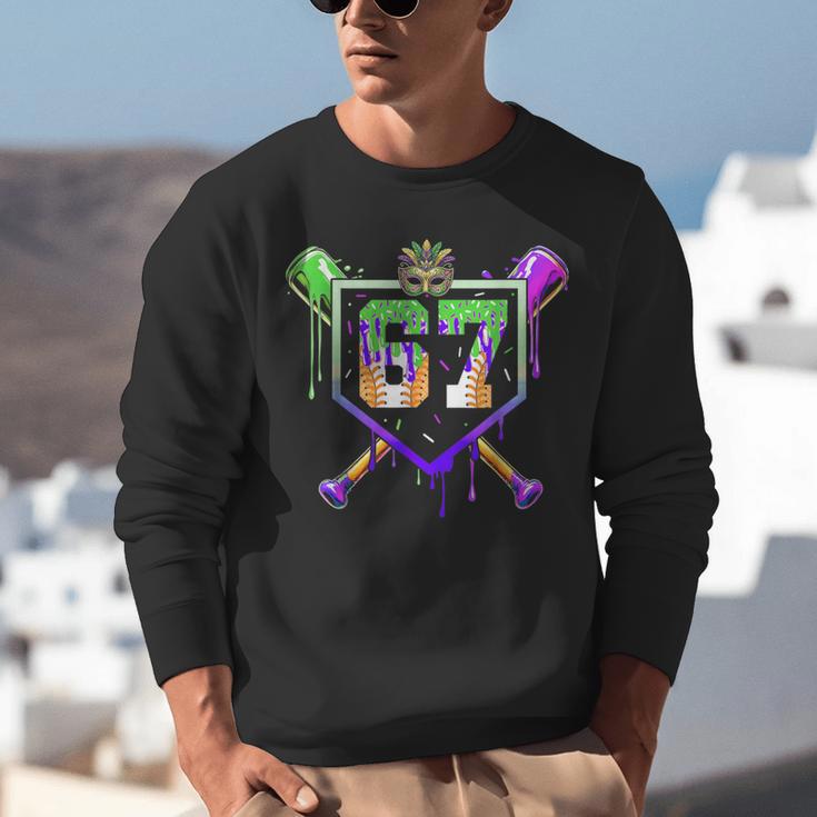 Mardi Gras Baseball Carnival Party Ice Cream Drip Boys Unisex Sweatshirt Mardi Gras Baseball Carnival Party Ice Cream Drip Boys Unisex Sweatshirt