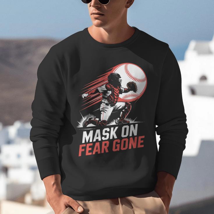 Mask On Fear Gone Baseball Catcher Softball Unisex Sweatshirt
