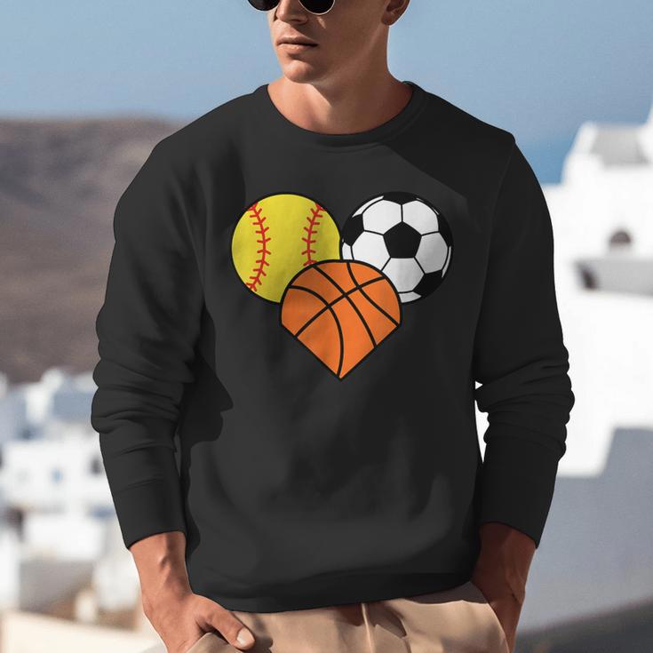 Mom Sports Heart Soccer Basketball Baseball Softball Unisex Sweatshirt Mom Sports Heart Soccer Basketball Baseball Softball Unisex Sweatshirt