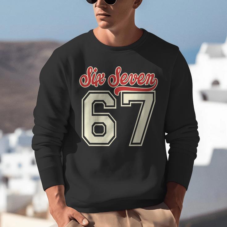 Number 67 Meme Six Seven Baseball Style Kids Boy Teen Unisex Sweatshirt