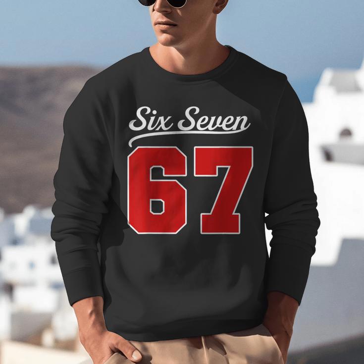 Number 67 Numbered Six Seven Baseball Jersey Style Team 67 Unisex Sweatshirt