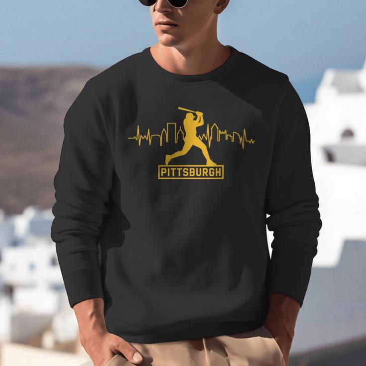 Pittsburgh Lovers Skyline Retro Baseball Heartbeat Men Women Unisex Sweatshirt Pittsburgh Lovers Skyline Retro Baseball Heartbeat Men Women Unisex Sweatshirt