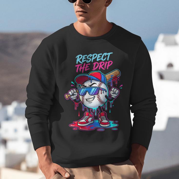 Respect The Drip Baseball Bat Sunglasses Mascot Unisex Sweatshirt