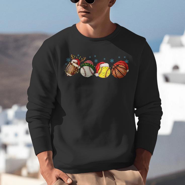Santa Sports Boys Xmas Baseball Football Softball Basketball Unisex Sweatshirt Santa Sports Boys Xmas Baseball Football Softball Basketball Unisex Sweatshirt