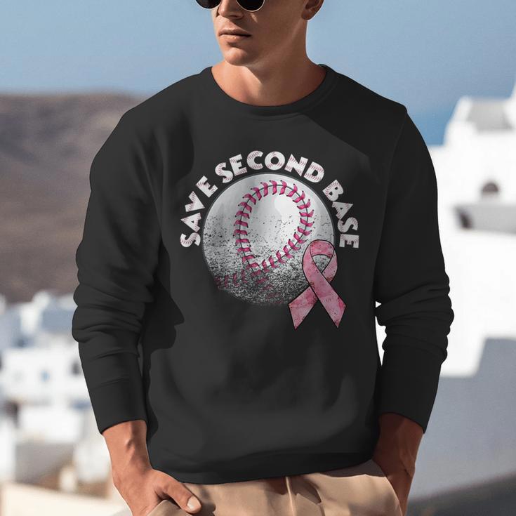 Save 2nd Base Breast Cancer Awareness Pink Ribbon Baseball Unisex Sweatshirt Save 2nd Base Breast Cancer Awareness Pink Ribbon Baseball Unisex Sweatshirt