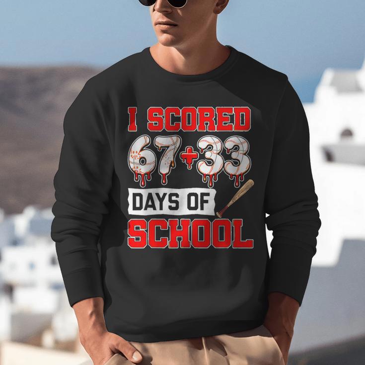 I Scored 6733 100th Days Of School Baseball Six Seven Meme Unisex Sweatshirt