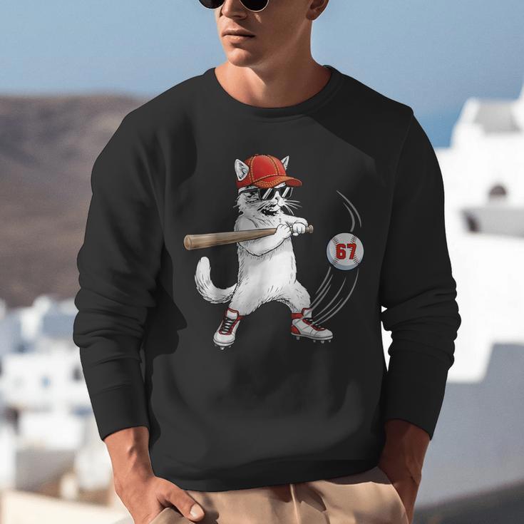 Six Seven 67 Baseball Cat Birthday Men Kids Boys Unisex Sweatshirt Six Seven 67 Baseball Cat Birthday Men Kids Boys Unisex Sweatshirt