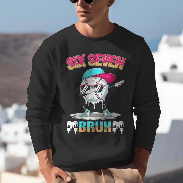 Six Seven 67 Meme Ice Cream Drip Baseball Dabbing Boy Kids Unisex Sweatshirt
