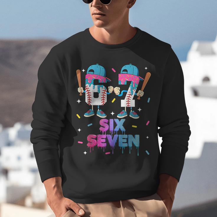 Six Seven Baseball Ice Cream Drip 6 7 Meme Gen Alpha Slang Unisex Sweatshirt