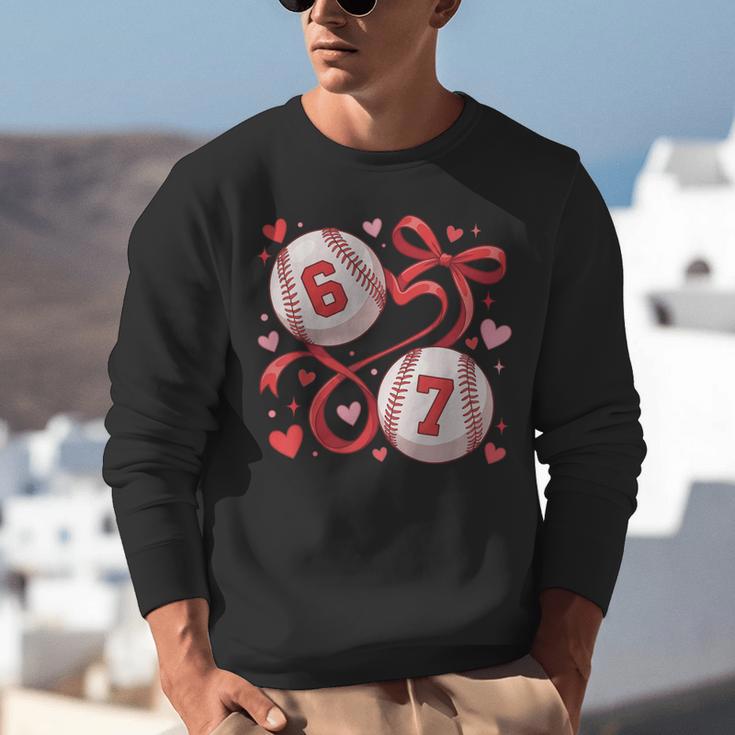 Six Seven Baseball Lover Sports Red Heart Bow Valentine Girl Unisex Sweatshirt