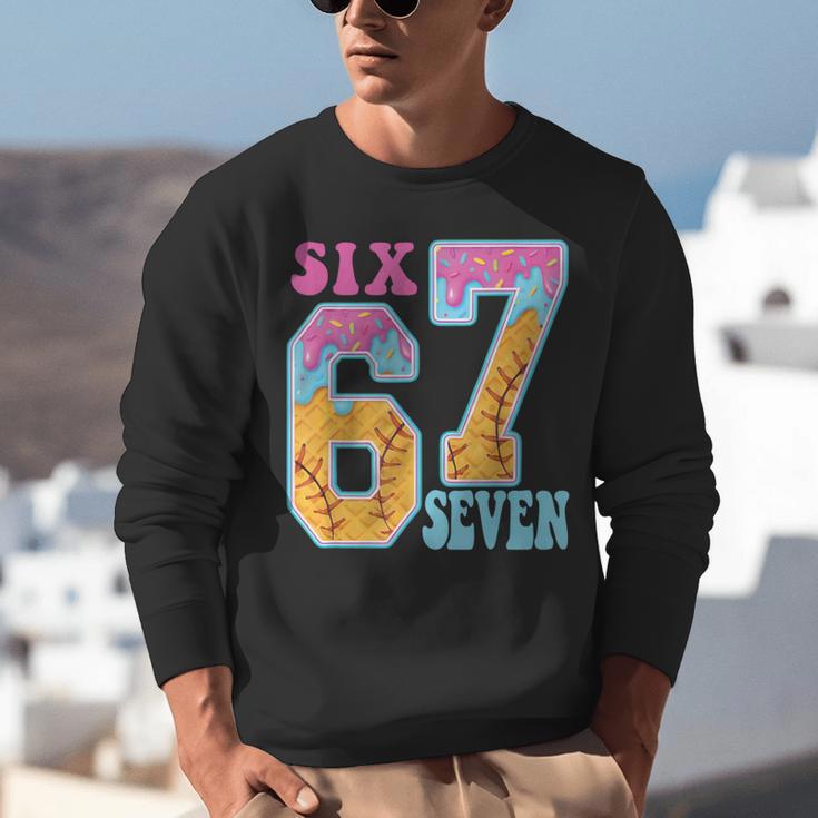 Six Seven Drip Baseball Player Number 67 Or 67th Birthday Unisex Sweatshirt