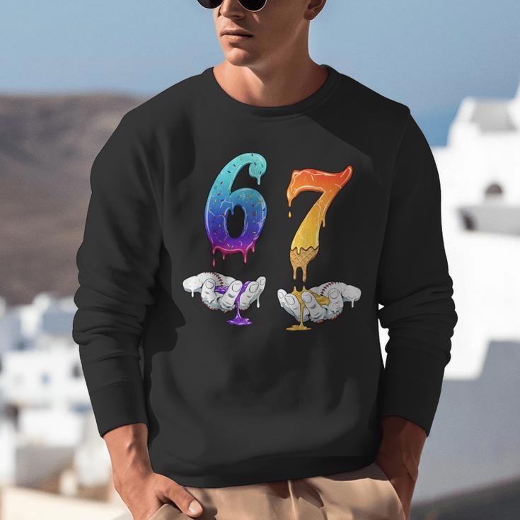 Six Seven Ice Cream Drip Cool Meme 67 Number Baseball Unisex Sweatshirt Six Seven Ice Cream Drip Cool Meme 67 Number Baseball Unisex Sweatshirt