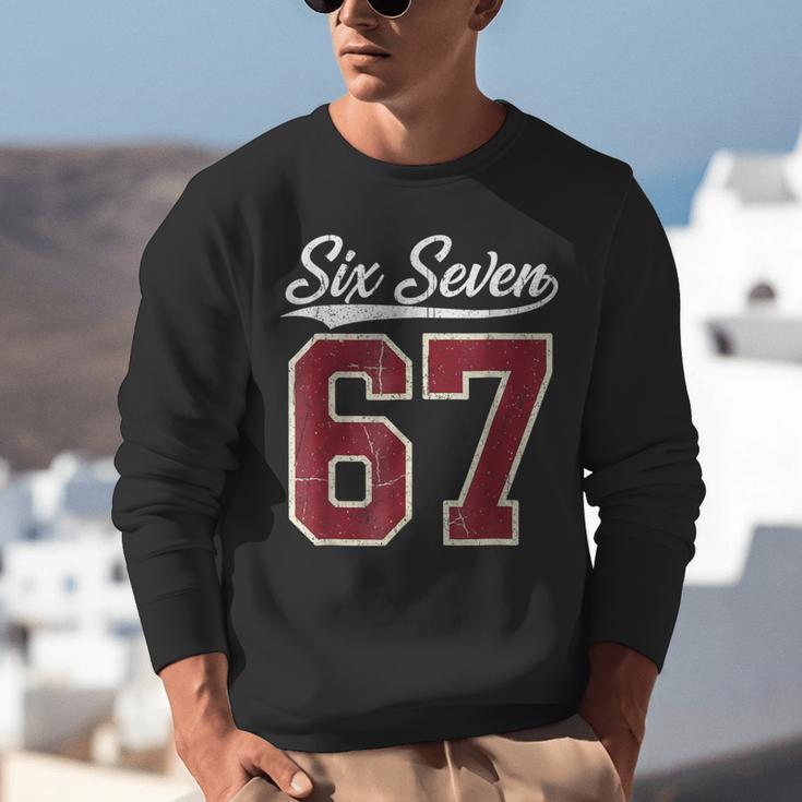 Six Seven Meme Boys Girls Kids 67 Baseball Jersey Unisex Sweatshirt