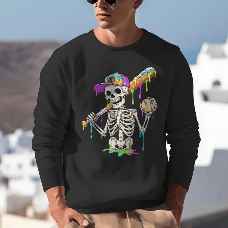 Skeleton Baseball Drip Boys Ice Cream Drip Youth Baseball Unisex Sweatshirt