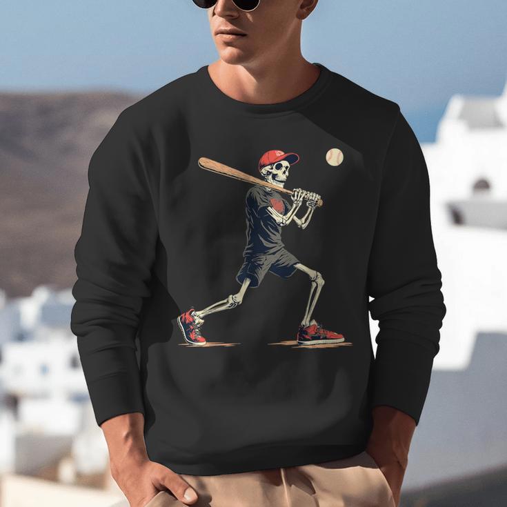 Skeleton Baseball Halloween Costume Men Boys Kids Unisex Sweatshirt