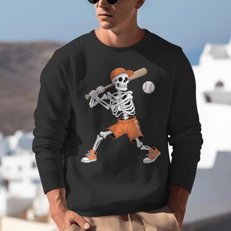 Skeleton Batting Baseball Halloween Unisex Sweatshirt Skeleton Batting Baseball Halloween Unisex Sweatshirt