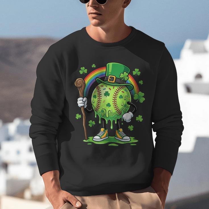 St Patricks Day Baseball Leprechaun Rainbow Green Baseball Unisex Sweatshirt