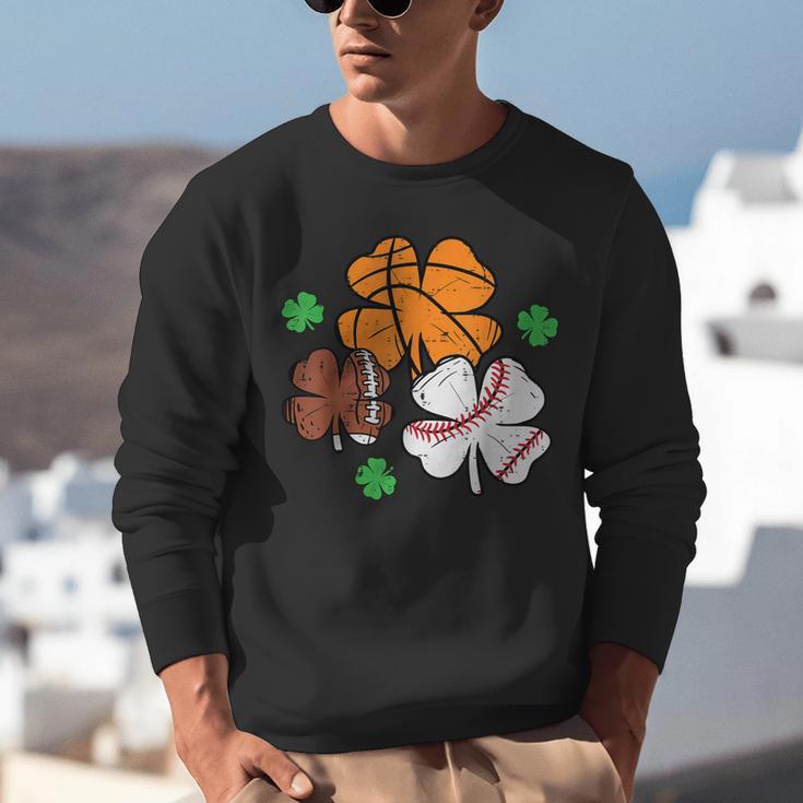 St Patricks Day Shamrock Basketball Baseball Men Boys Kids Unisex Sweatshirt