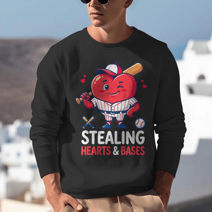 Stealing Hearts And Bases Baseball Player Valentine's Day Unisex Sweatshirt Stealing Hearts And Bases Baseball Player Valentine's Day Unisex Sweatshirt